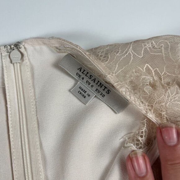 Allsaints Prism women dress v-neck ivory lace size 0 - Picture 7 of 9